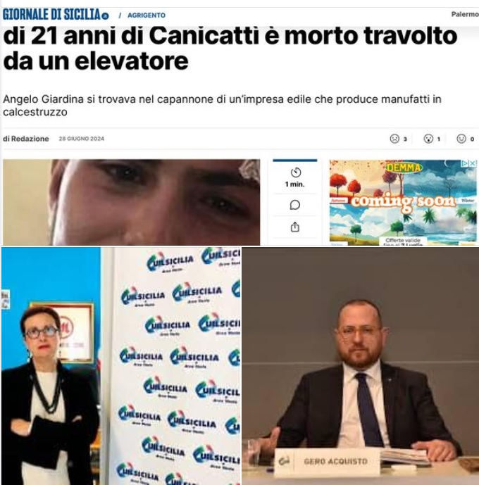 Incidente sul lavoro, giovane operaio muore a Canicattì